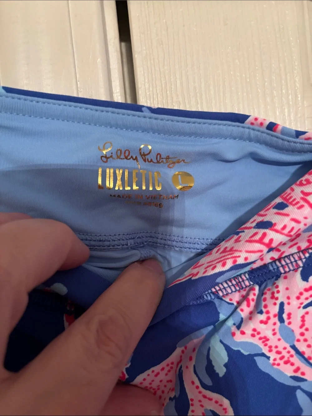 Lilly Pulitzer Luxletic Blue Skort with Pink Coral Print - Picture 2 of 4